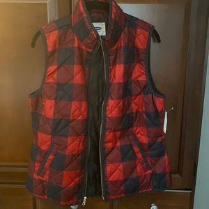 NWT red black Buffalo plaid old navy vest